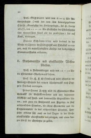 12, E. Mathematische und physikalische Wissenschaften