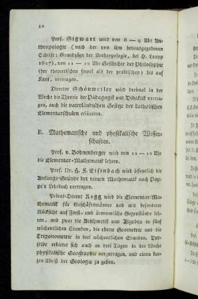 12, E. Mathematische und physikalische Wissenschaften
