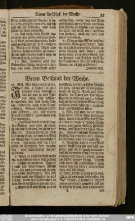 Beym Beschluß der Woche.
