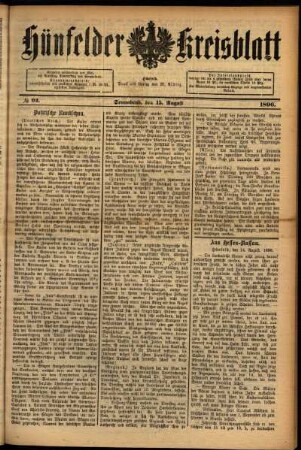 Ausgabe vom Samstag, den 15. August 1896.