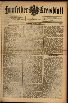Ausgabe vom Samstag, den 15. August 1896.