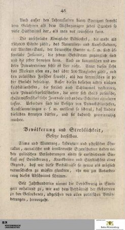 Bevölkerung und Sterblichkeit. Gesetze derselben