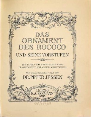 Das Ornament des Rococo und seine Vorstufen