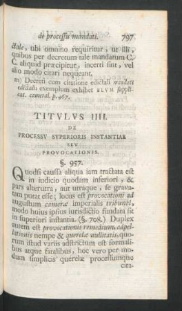 Titulus IIII. De Processu Superioris Instantiae Seu Provocationis.
