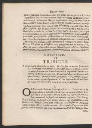 Dissertatio De Tributis.