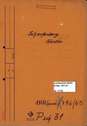 Personenheft Günther Scherfenberg (*26.11.1906), Kriminalsekretär und SS-Oberscharführer