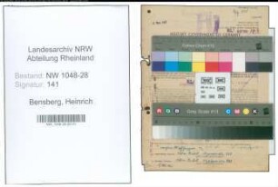 Entnazifizierung Heinrich Bensberg , geb. 04.01.1910 (Postbote)