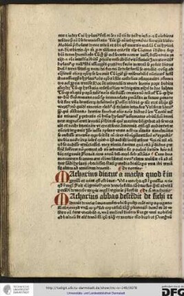 De nomine. Macharius dicitur a macha quod est ingenium et aries quod est virtus vel a macha quod est percussio et rio quod est magister.