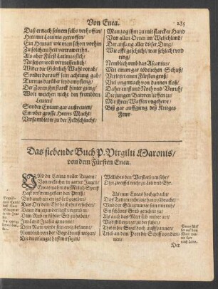 Das siebende Buch P. Vergilii Maronis/ von dem Fürsten Enea.