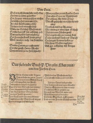 Das siebende Buch P. Vergilii Maronis/ von dem Fürsten Enea.