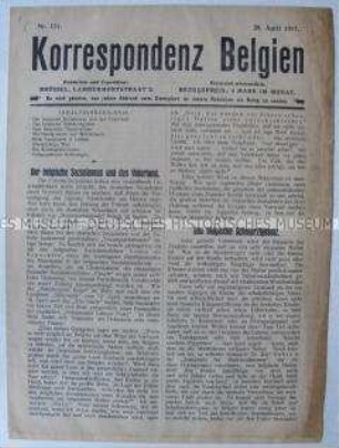 Deutsches Mitteilungsblatt für das besetzte Belgien u.a. über die belgische Sozialdemokratie