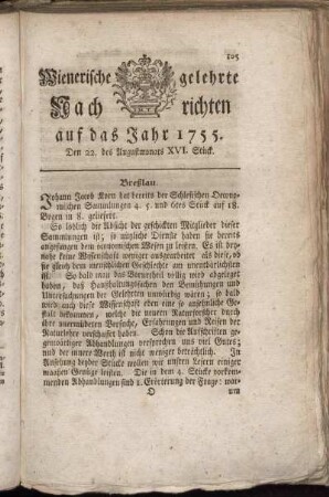 Den 22. des Augustmonats. XVI. Stück.