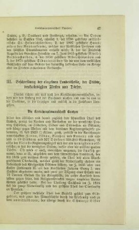 III. Beschreibung der einzelnen Landestheile, der Städte, denkwürdigsten Flecken und Dörfer