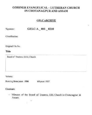 Board of Trustees, G.E.L. Church