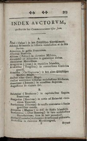 Index Auctorum, quibus in hac Commentatione usus sum.