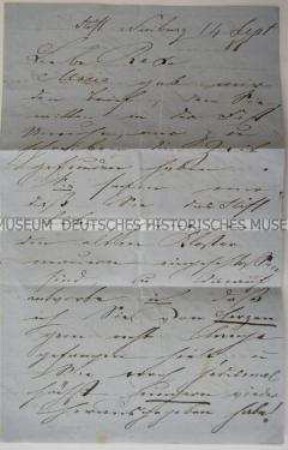 Brief an Rosa von Maria Bernus - aus der Schreibschatulle der Ulrike von Levetzow (Goethe-Kasten)