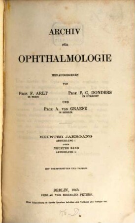 Archiv für Ophthalmologie. 9, 9. 1863