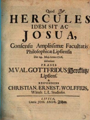 Quod Hercules idem sit ac Josua, diss.