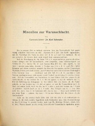 Miscellen zur Varusschlacht
