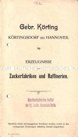 Erzeugnisse für Zuckerfabriken und Raffinerien.