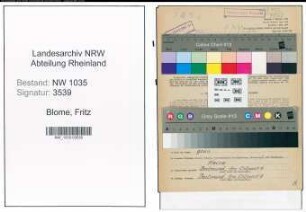 Entnazifizierung Fritz Blome , geb. 11.02.1898 (Berginspektor)
