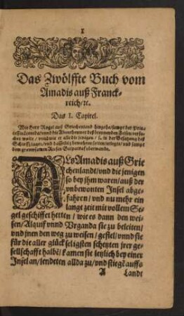 Das Zwölffte Buch vom Amadis auß Franckreich/ c.