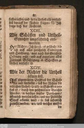 XCIII. Wie Schöffen und Urtheil-Sprecher ungefährlich antworten.