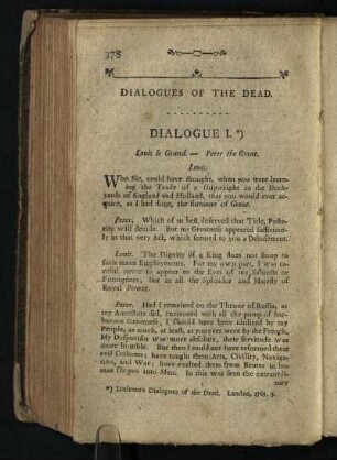Dialogues of the Dead: Dialogue I.