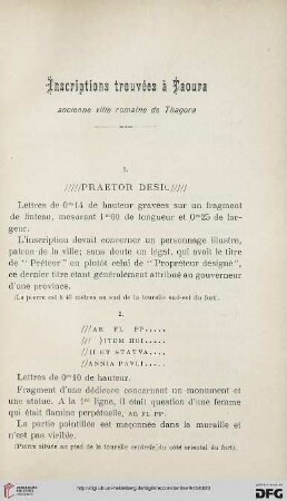 Sér. 5: Inscriptions trouvées à Taoura : ancienne ville romaine de Thagora