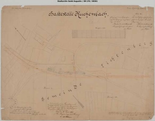 Kuchenbach, Bahnhof: Lageplan mit Wegeverlegung