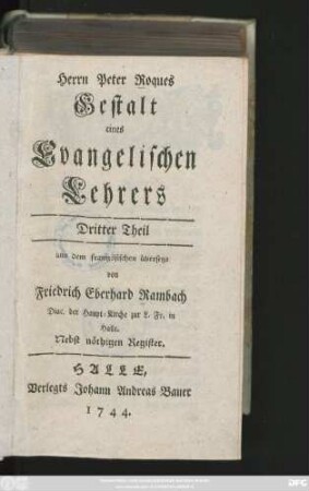 Theil 3: Nebst nöthigen Registern