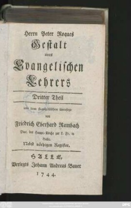 Theil 3: Nebst nöthigen Registern