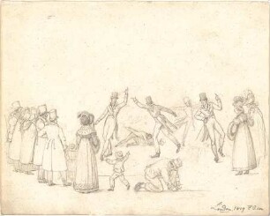 Gärtner, Friedrich von; Reisezeichnungen - Schlittschuhläufer in London (Studie)
