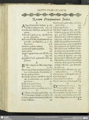 Rerum Praecipuarum Index