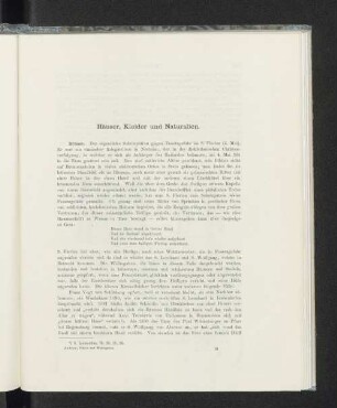 Häuser, Kleider und Naturalien.