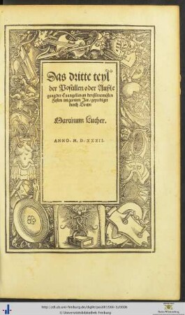 Die fürnemisten Feste im gantzen Jar: Postill oder Außlegungen der Evangelien und Episteln nach der Zeyt und der heyligen Fest durchs gantz Jar