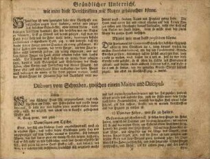 Gründlicher Unterricht, wie man diese Vorschrifften mit Nutzen gebrauchen könne