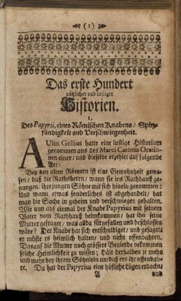 Das erste Hundert nützlicher und lustiger Historien.