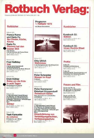 Programmvorschau Rotbuch Frühjahr 1979