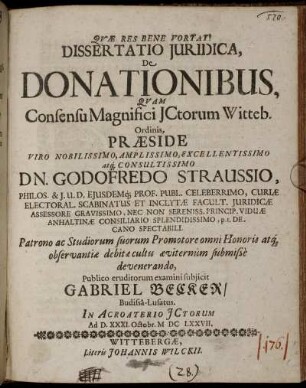 Dissertatio Iuridica, De Donationibus