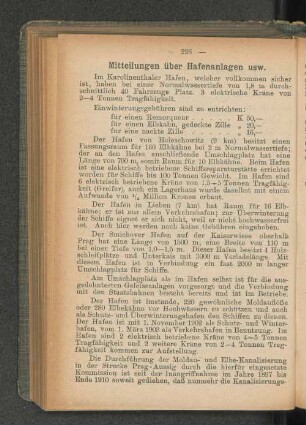 Mitteilungen über Hafenanlagen usw.