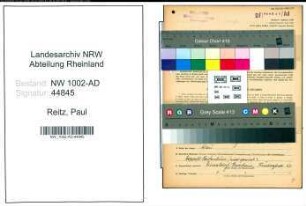 Entnazifizierung Paul Reitz, geb. 06.01.1898 (Sekretaer)