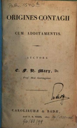 Origines contagii : Cum additamentis