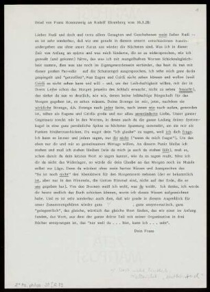 Brief von Franz Rosenzweig an Rudolf Ehrenberg