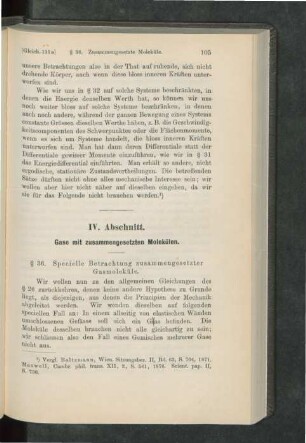 IV. Abschnitt. Gase mit zusammengesetzten Molekülen