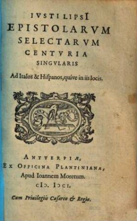 Epistolarum selectarum centuria singularis