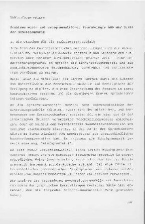 Probleme wort- und satzgrammatischer Terminologie aus der Sicht der Schulgrammatik