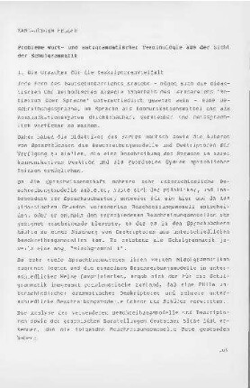 Probleme wort- und satzgrammatischer Terminologie aus der Sicht der Schulgrammatik