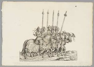 Feldrennen, Blatt 56 aus: Marx Treitzsaurwein, "Kaiser Maximilian I Triumph – le triomphe de l’Empereur Maximilien I en une suite de Cent trent cinq planches gravées en bois d’après les dessins de Hans Burgmair", Wien 1796