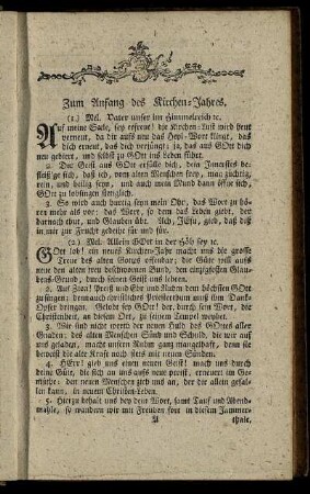 Zum Anfang des Kirchen-Jahres. - Jesus-Lieder, zu steter Vorhaltung der Seeligkeiten, die Christen in Jesu finden.